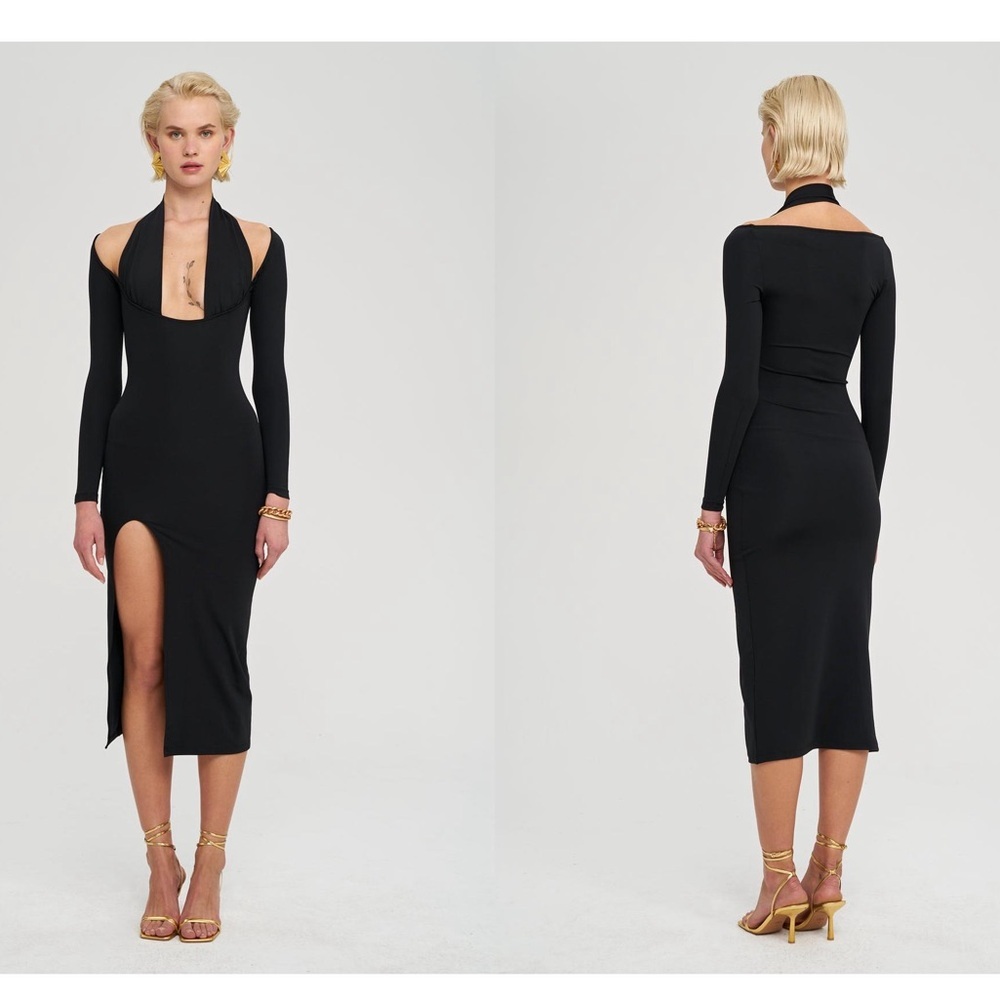 NWT IAMNOTBASIC Alina midi cutout high slit dress
